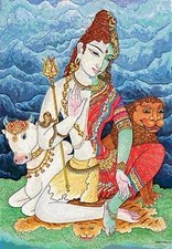 Ardhanarishvara with Vahanas of Shiva and Durga